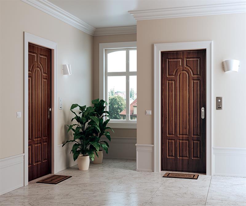 Porte blindate: per abitazioni, con pannelli ornamentali in legno.
