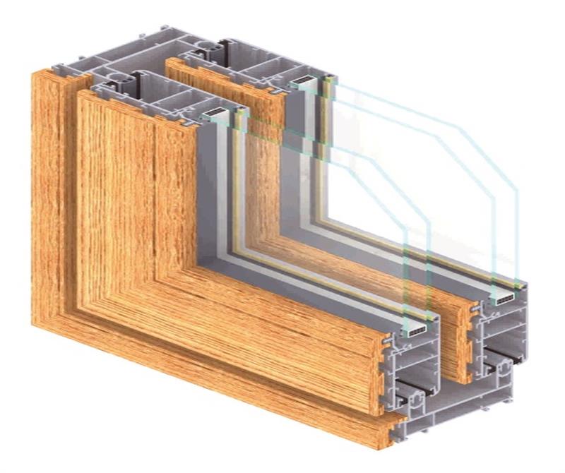 Infissi di varia tipologia con alluminio all’esterno e legno massello all’interno, sistema di apertura di ogni tipo, vetro a scelta.